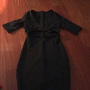 Black open cut out midi dress